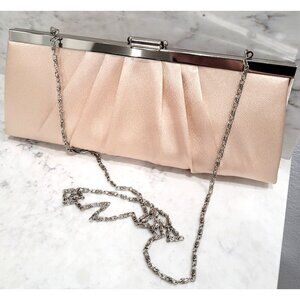 Gunne Sax by Jessica McClintock Champagne Clutch Purse with Chain Strap